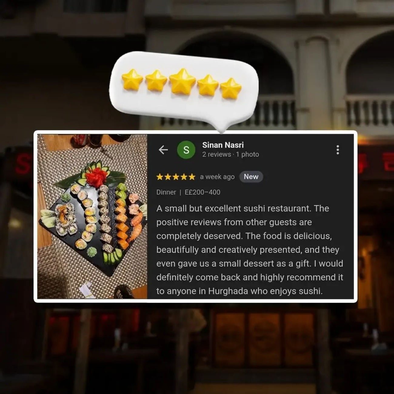 Google review from Syake Sushi guest