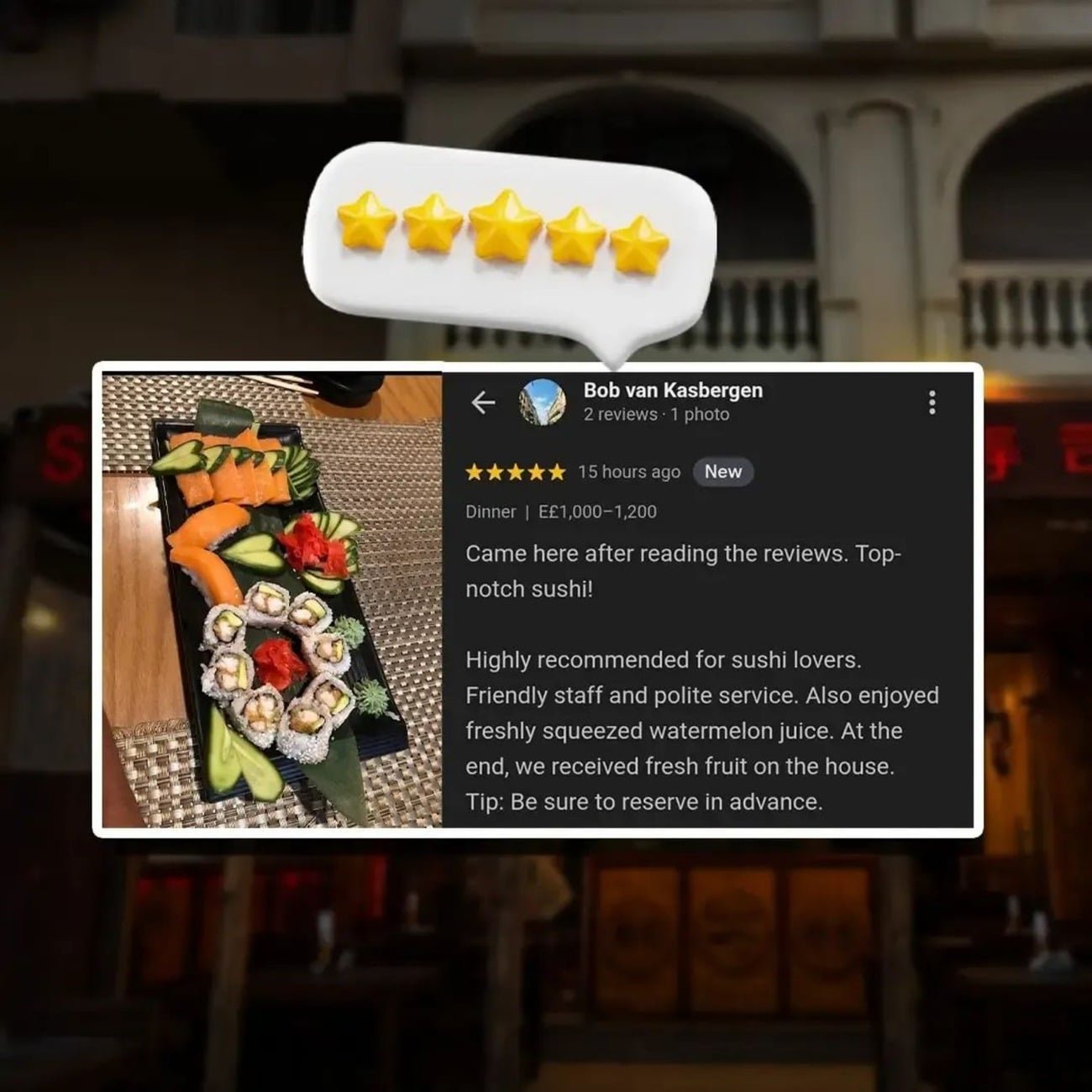 Google review from Syake Sushi guest